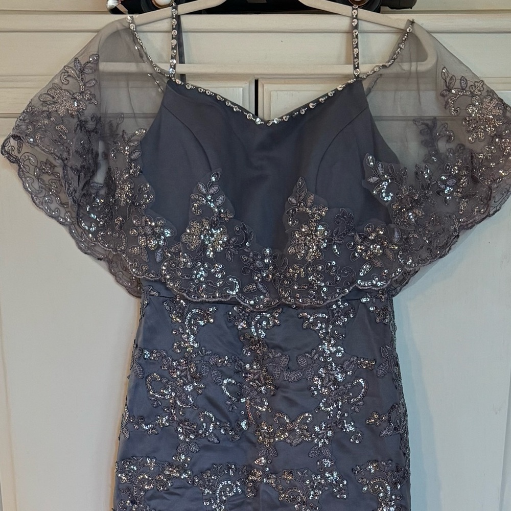 Gallery Gray Sequin Lace Maxi Dress